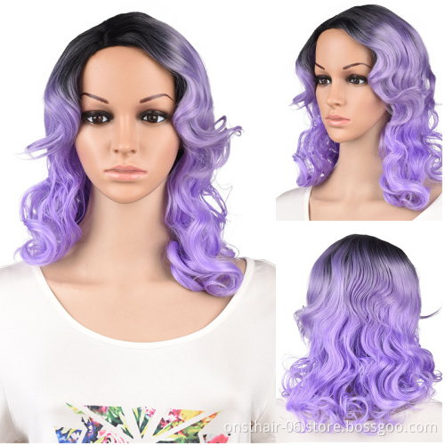 Woman Purple Wigs Hair Women Cosplay Bob Wigs Grey Silver Short Pixie Curly Heat Resistant Synthetic Natural for Black White